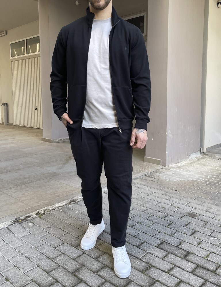 Everbest ανδρική Plus Size μαύρη ζακέτα με ριπ ύφασμα 251039M φωτογραφία